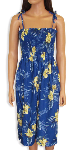 Tube Top Dress Orchid Fern Blue