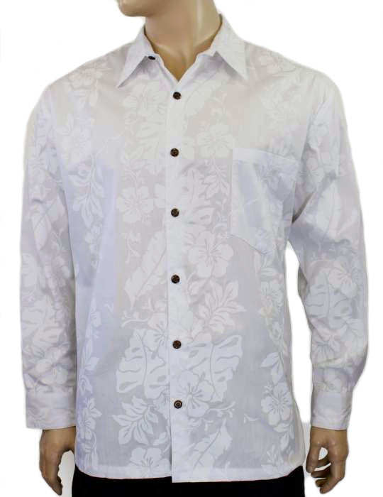Wedding Shirt Hibiscus Panel White